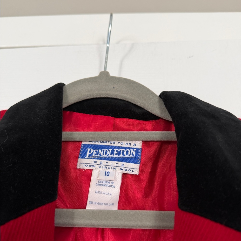 Pendleton 100% Virgin Wool Red Classic Petite Coa… - image 4